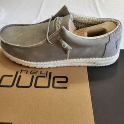 *NEW* Hey Dude Wally Silver Birch Mens Size 8 Women's 10 Loafer Shoes with Box