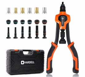 HARDELL Rivet Nut Tool Kit, 14" Rivnut Tool with 80 Rivet Nuts & 6 Mandrel