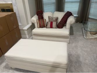 White Chair & Storage Ottoman