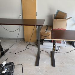 2 Electric Adjustable Desks - Wood