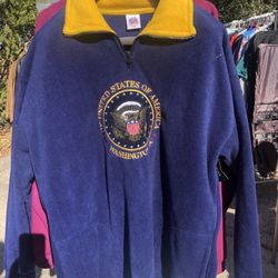 Men's XXL USA Washington DC Fleece Pullover 1/4 Zip Jacket Embroidered Seal - Compare @$50+