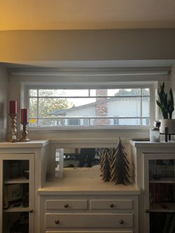 Blackout cordless roller shades – one 73”-wide ($55) + two 37”-wide ($20) shades