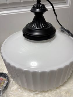 Fluted white milk glass pendant light fixture