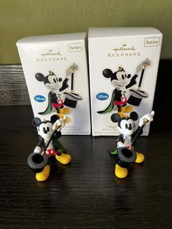 New Hallmark 2012 Disney Magician Mickey Christmas Tree Ornaments Pack Of 2