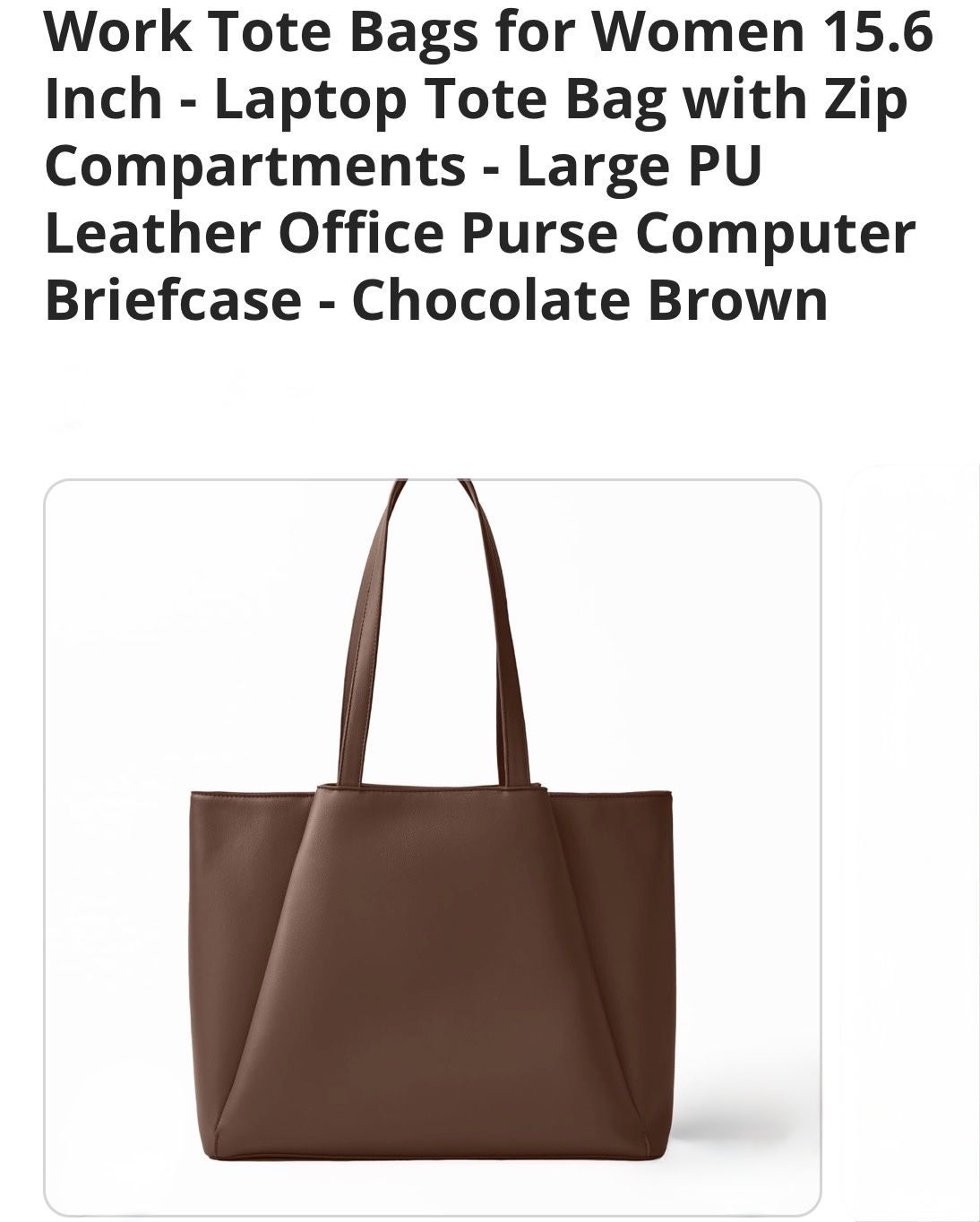 Laptop Tote Bag 15.6” Mujer – Cartera Grande Trabajo Oficina, Bolso PU Leather Marrón con Compartimentos