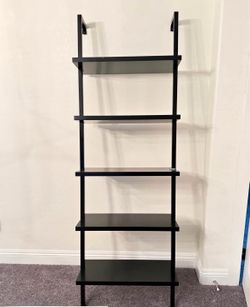 Black 5-Tier Leaning Ladder Bookshelf wall mounted - FREE DELIVERY 🚚