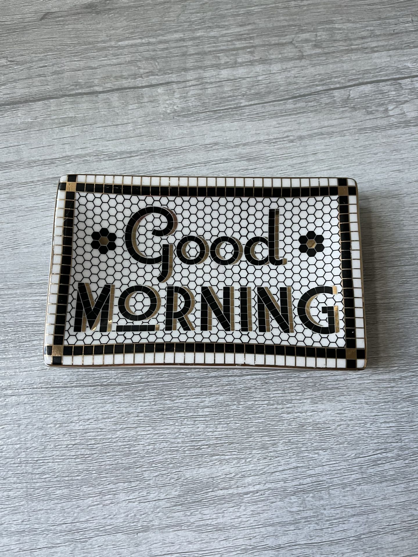 Anthropologie Bistro Tile “Good Morning” Soap Trinket Dish