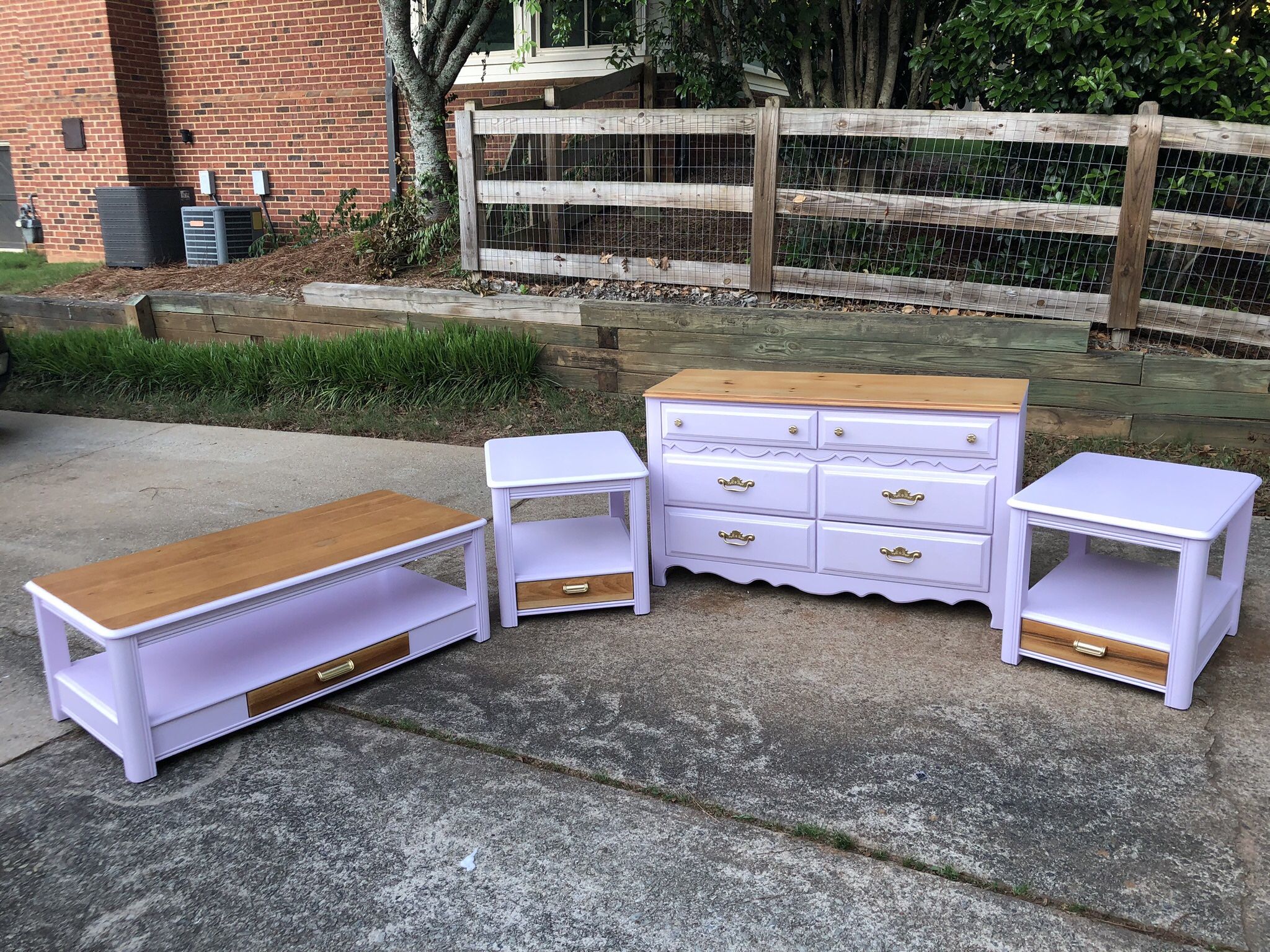 Refinished Broyhill Dresser Set, Coffee Table And End Tables