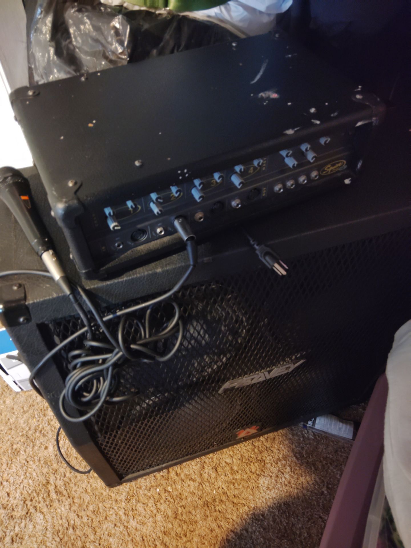 Small PA system with Amp Speaker and Microphone