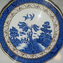 Gold Rimmed Blue Willow China