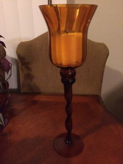 Tall Amber Candle Holder