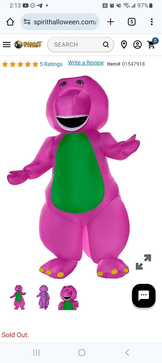 Spirit Halloween Inflatable Barney