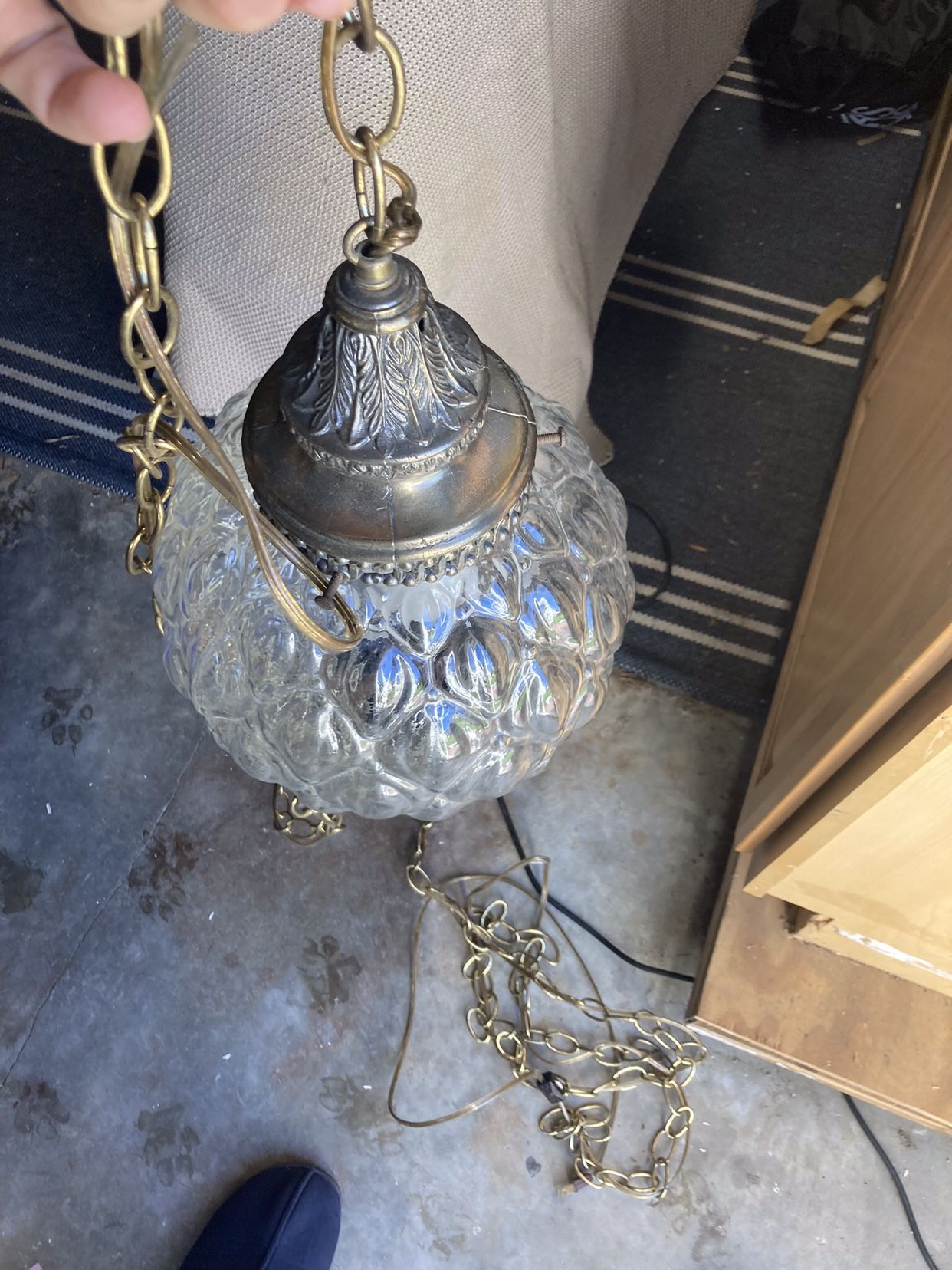 Gilbert Clear Honeycomb Bubble Glass Light Hanging Swag Lamp Chain