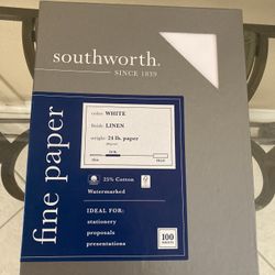 Southworth White Linen 24lb Fine Paper - 100 Sheets