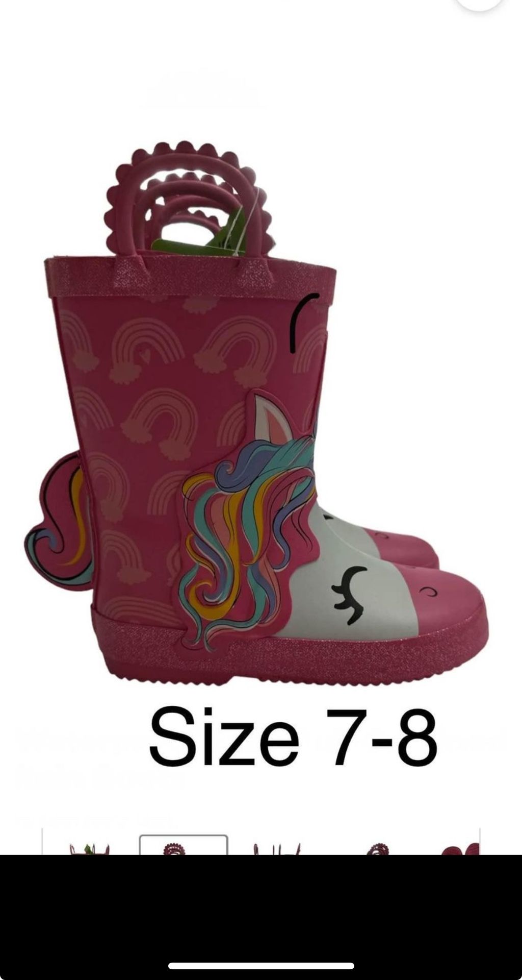 GIRLS COZY LINED RAIN BOOTS SIZE 7/8. 15$ SUPER CUTE !!!