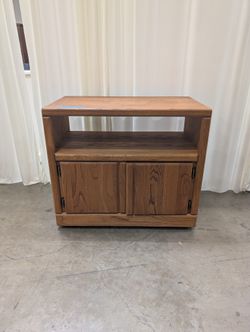Mid-Century Style Two-Door TV Stand in Oak