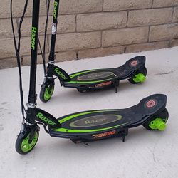 Two Razor Power Core E90 Scooters