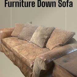 Luxury Down-Filled Leather and Fabric  Sofa & Loveseat Set – Ultimate Comfort Meets Timeless Design