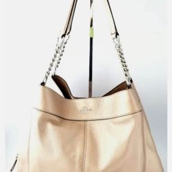 MINT Cond. COACH Platinum Pebble Lexy Chain Shoulder Bag F32150
