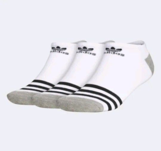 3 Pair Adidas No Show Socks, White