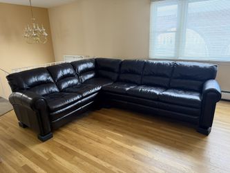 Genuine Italian Leather L-Shape Sectional Sofa - Made in Italy 7x9 ft