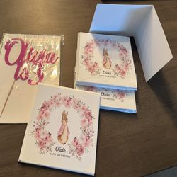 3rd Birthday Cards And Cake Topper For Olivia