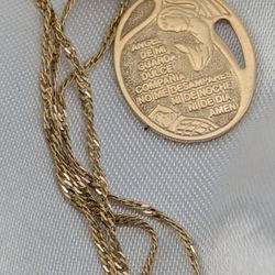 C13✨🪽14K Yellow Gold Angel De Mi Guardia Pendant Necklace 🪽💛