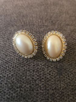 Pearl and Crystal Halo Clip-On Earrings