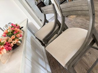 Gray Wood Dining Chairs with Upholstered Seats