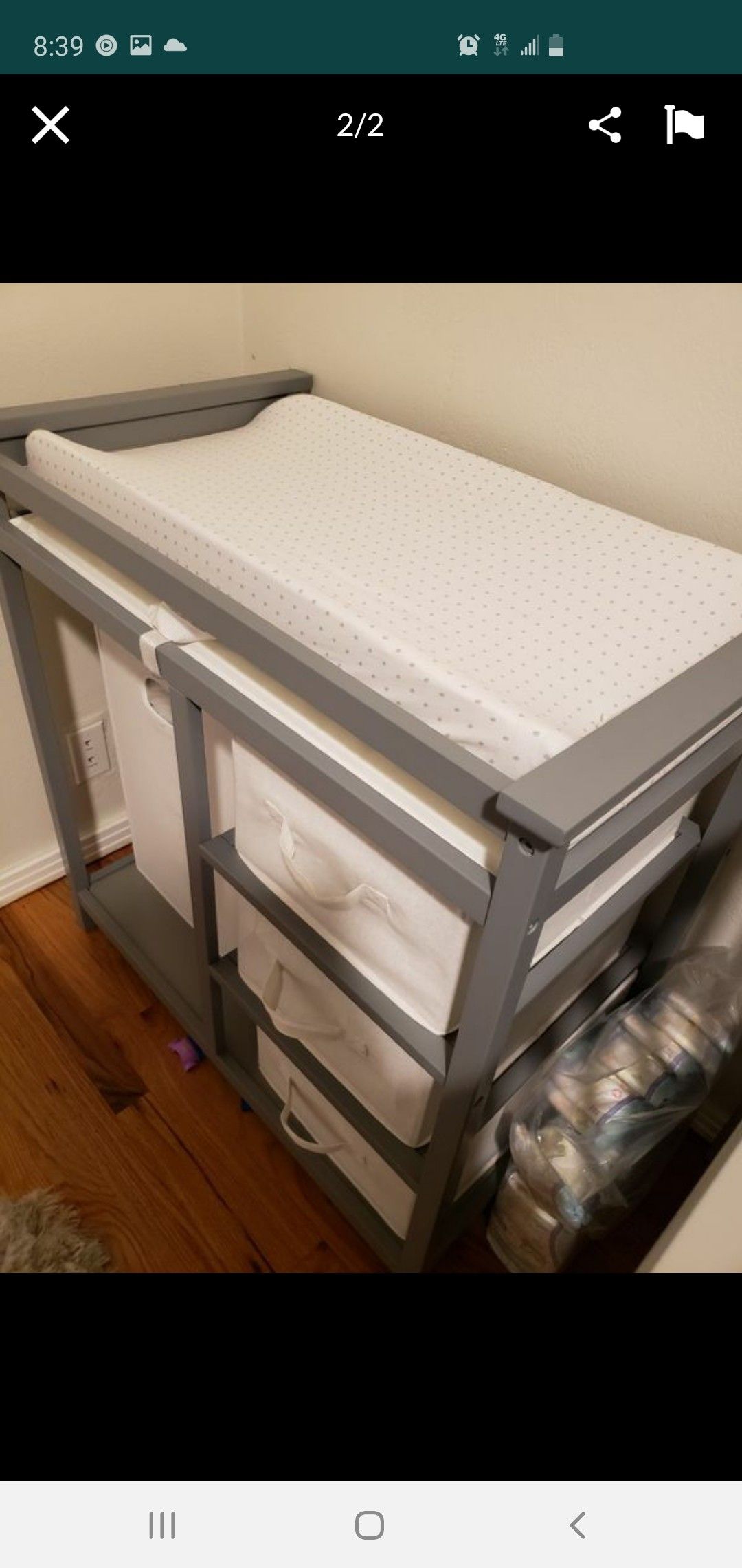 Gray changing table