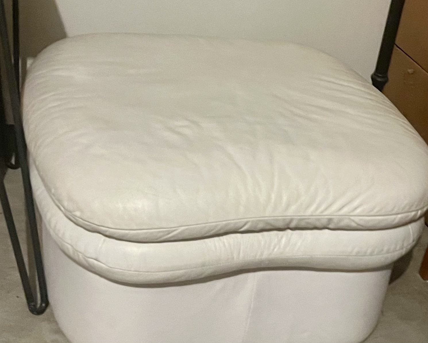 White Leather Ottoman