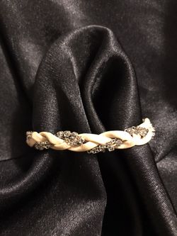 - American Eagle Silver Rhinestone and Leather Wrap  Bracelet  