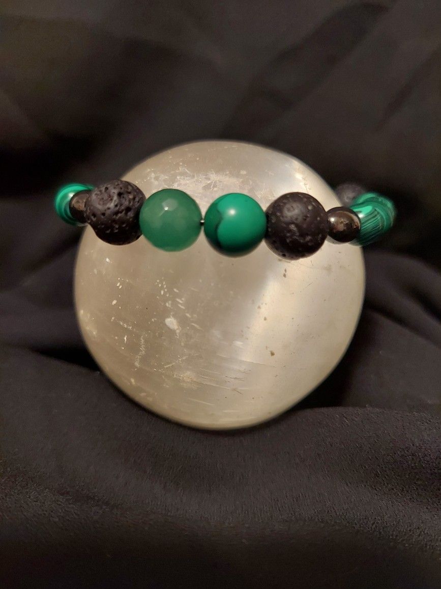 Emerald, Malachite, Hematite Crystal Bracelet