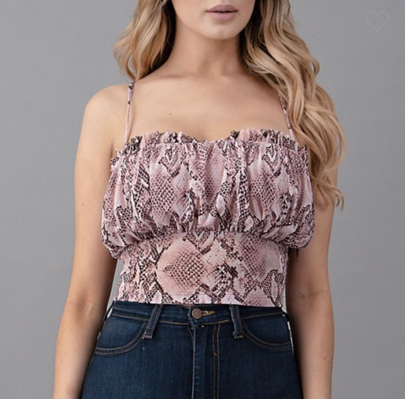 Cute Snake Print Pink Top