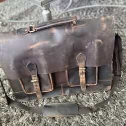 Retro Brown Leather Laptop Bag