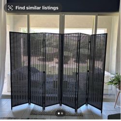Screen Divider Bamboo Black Color 6ft Tall