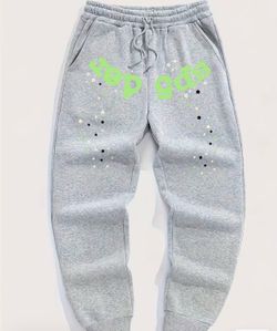 Sp5der "Wait Web" Sweatpants in "Slate Grey".