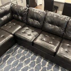 Sectional Black Leather Couch