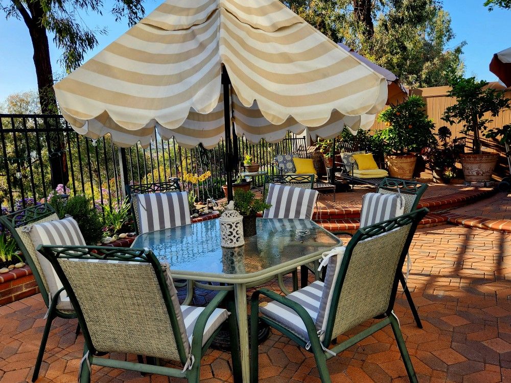 Two 10 Ft. Patio Umbrellas With Canopies