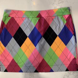 LOUDMOUTH Golf Skort Skirt SIZE 14 Multicolor Diamond Argyle Print