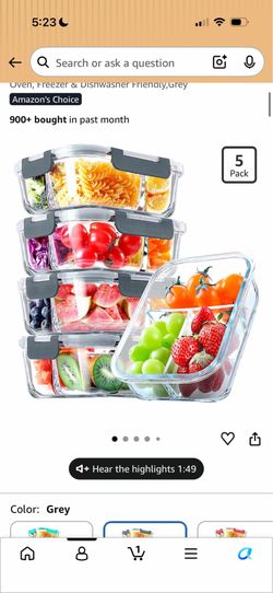 5 pack glass meal prep containers