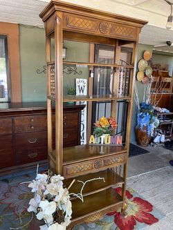 Beautiful walnut heavy tall shelf unique and quality