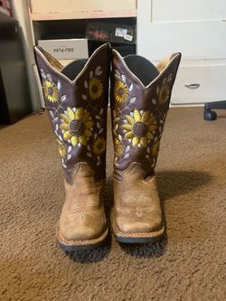 Sunflower Embroidered Brown Cowboy Boots