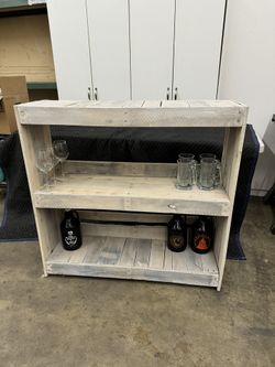 **Handcrafted Rustic Pallet Wood Shelving Unit**