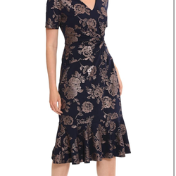 London Times Women's V-Neck Dress