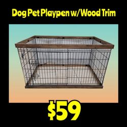 New Dog Pet Playpen w/Wood Trim: Njft