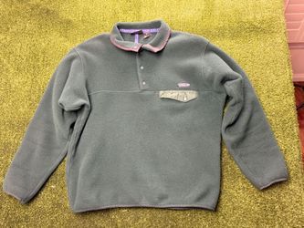 atagonia Men’s Synchilla Snap-T Pullover Medium Gray Green EUC