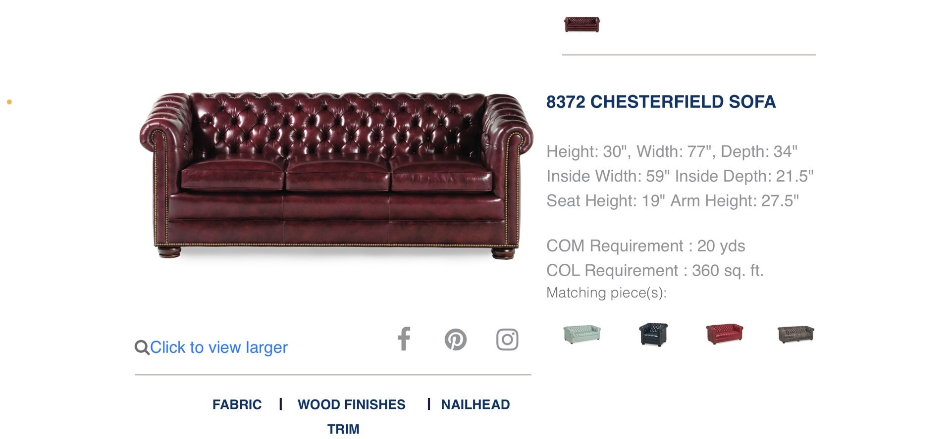 Hancock & Moore Chesterfield All Leather Burgendy Beaded Sofa Bed