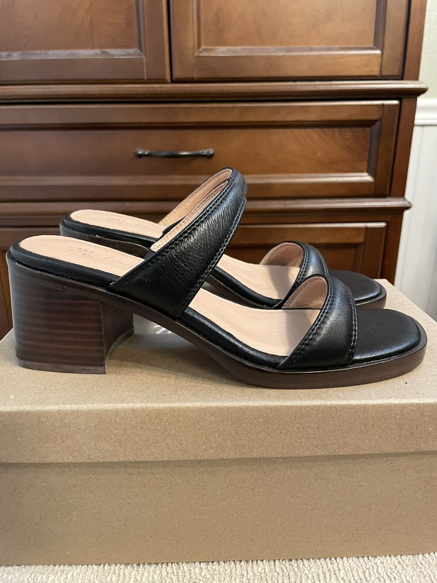 Black Leather Mules By Madewell Size 7.5