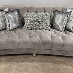 Gray Velvet Sofa